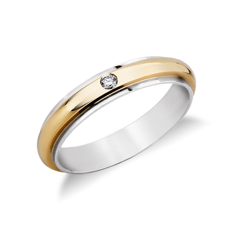Gelbgold Weißgold Diamant Ehering