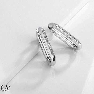 18k Weißgold ovale Diamant-Ohrringe 