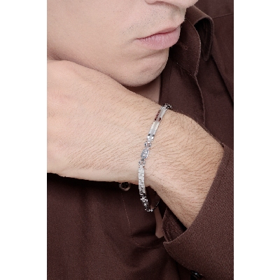 Herren Armband Weißgold 750 mit Plättchen