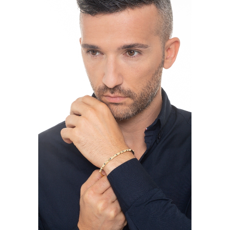 Armreif Gelbgold 750 Herren mit schwarzen Diamanten