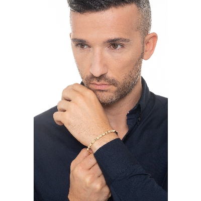 Armreif Gelbgold 750 Herren mit schwarzen Diamanten