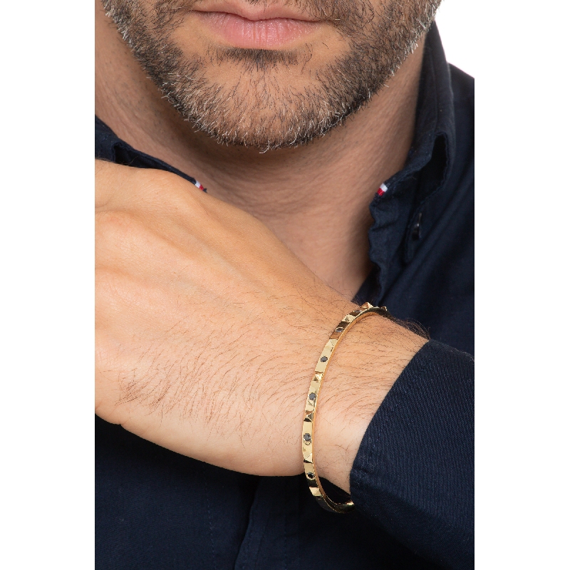 Armreif Gelbgold 750 Herren mit schwarzen Diamanten