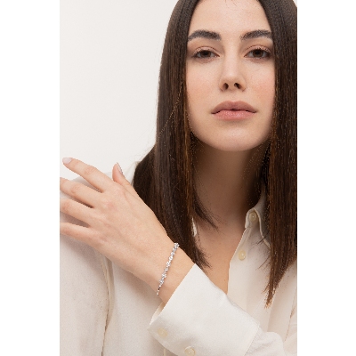 Diamant Blumenarmband aus Weißgold 18K