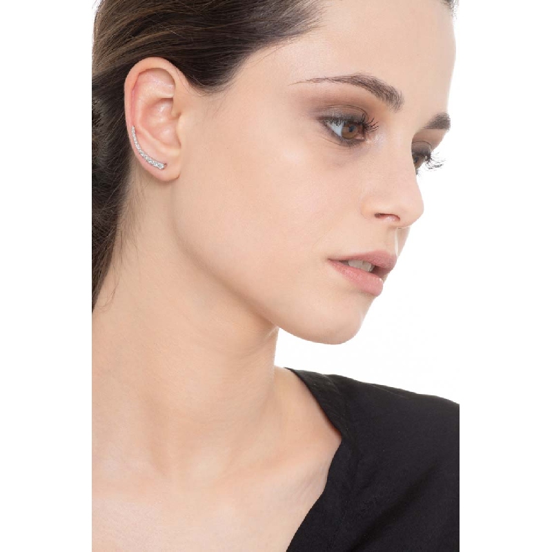 Weißgold einzelner Diamant-Ohrstecker rechtes Ohr