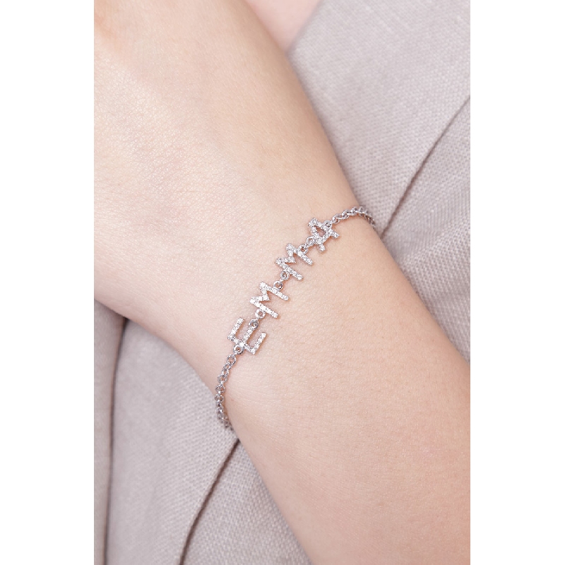 Armband mit Namen EMMA aus Weißgold und Diamanten