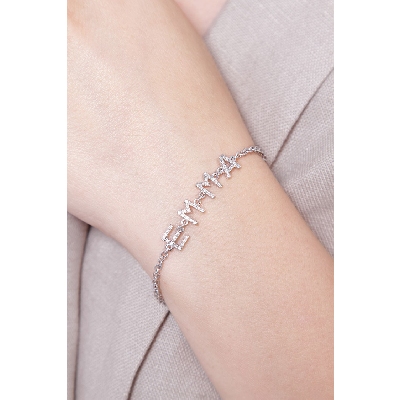 Armband mit Namen EMMA aus Weißgold und Diamanten