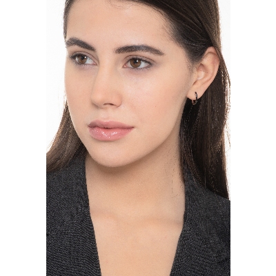 Ovale Ohrringe mit schwarzen Diamanten Weißgold