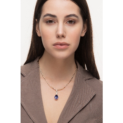 Gelbgold 750 Damenkette Saphir und Diamanten