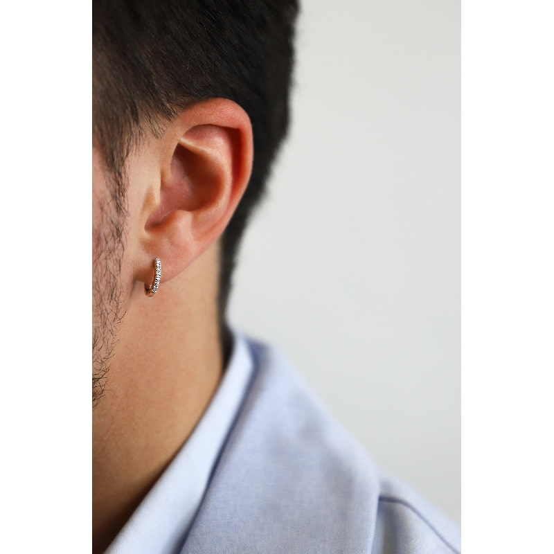 Einzelne Creole aus Weißgold 18k mit Diamanten für Herren 