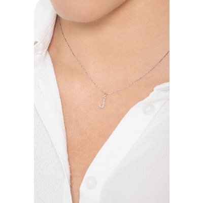 Weißgold 750 Kette mit Buchstabe J aus Diamanten 