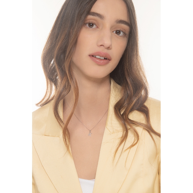 Weißgold 18K Halskette mit Buchstabe K aus Brillanten