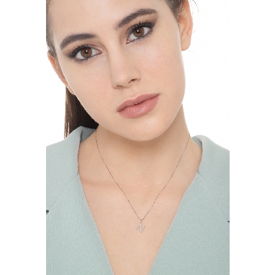 Weißgold 18k Kette mit Buchstabe N aus Brillanten