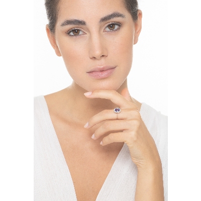 Ring Weißgold 750 mit Tansanit und Diamanten