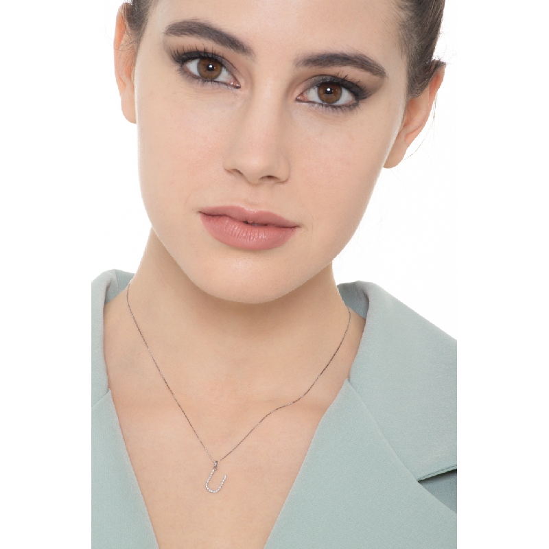 Buchstabenkette U Weißgold 18 K und Diamanten, 1 cm