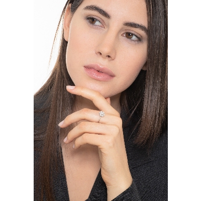 Weißgold-Diamantring Blumenring