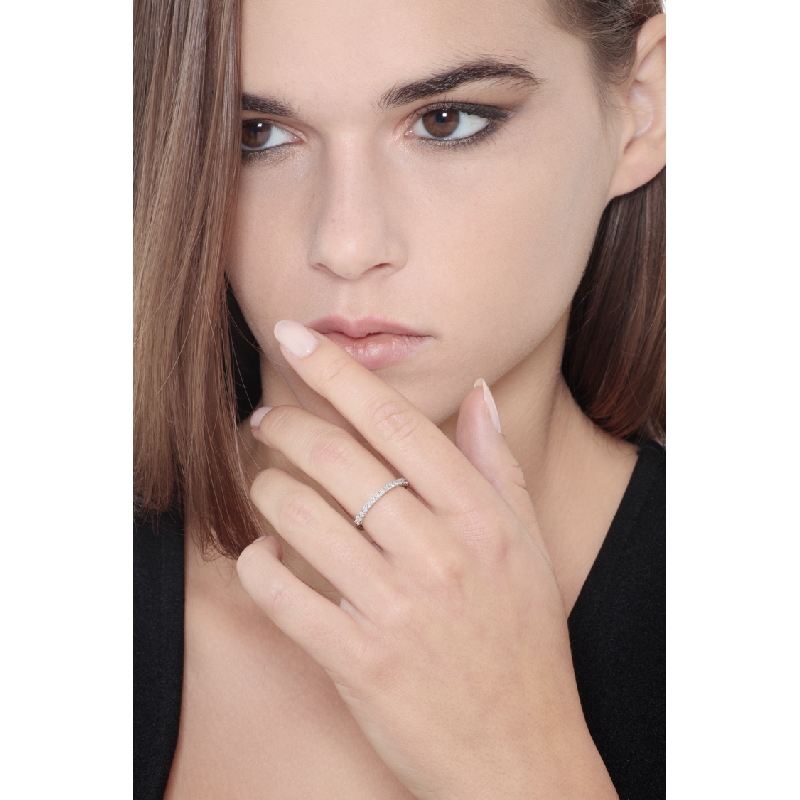 Halb Memoire Ring Weißgold 750 mit Diamanten