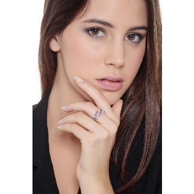 Iced Out Weissgold Rubin Diamanten Ring