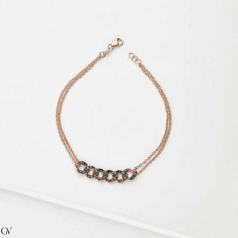 Herrenarmband aus 750er Roségold mit schwarzen Diamanten 