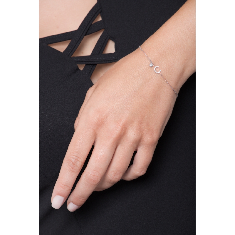 Weißgold 750 Armband mit Diamant-Buchstabe C