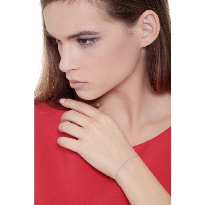 Weißgold Armband mit Buchstabe L aus Brillanten