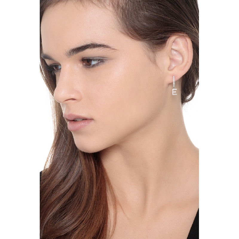 Diamant Ohrhänger Buchstabe E Weißgold 750