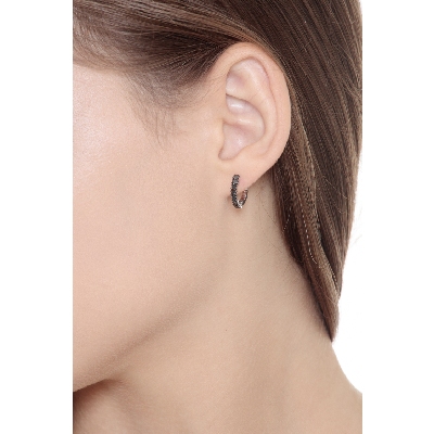 Weißgold 18K Creolen mit schwarzen Diamanten