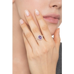 Amethyst Ring mit Diamanten 18K Weißgold 2