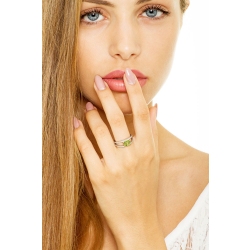 Peridot Diamanten Weißgoldring 750 Damen  2