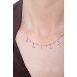 Weißgoldkette mit Namen ALICE in Diamantbuchstaben 2