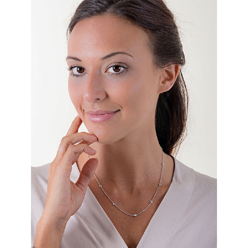 750er Weißgold mit 9 Diamanten, 45 cm 