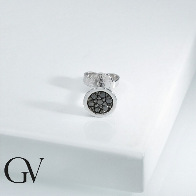 Weißgold Herren einzelner Ohrstecker mit schwarzen Diamanten