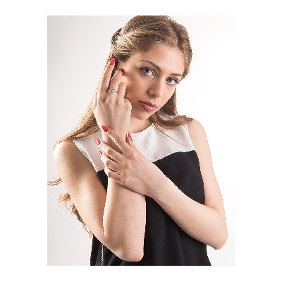 Weißgold Ring mit Aquamarin, Amethyst und Citrin 