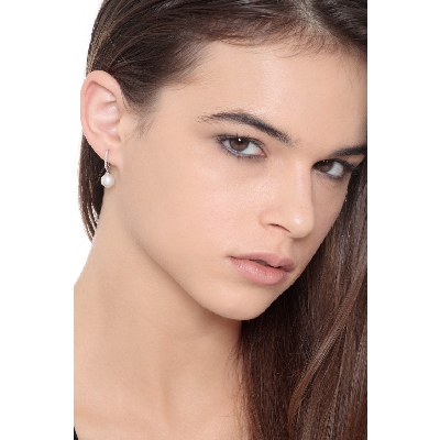 Perlen Ohrringe mit Diamanten Weißgold 18K