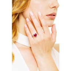 18k Weißgold Herzring mit Rubin und Diamanten 2