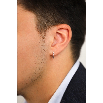 Einzelne Creole Herren Weißgold mit Diamanten 