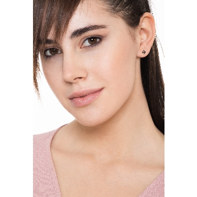 Einzelner Ohrring mit Kreuz aus schwarzen Diamanten aus Roségold 18K