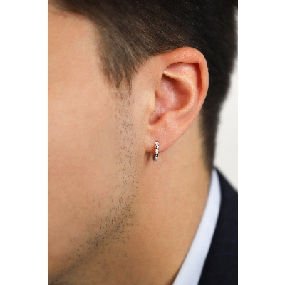 Einzelne Creole Herren Weißgold 18K mit Brillanten 