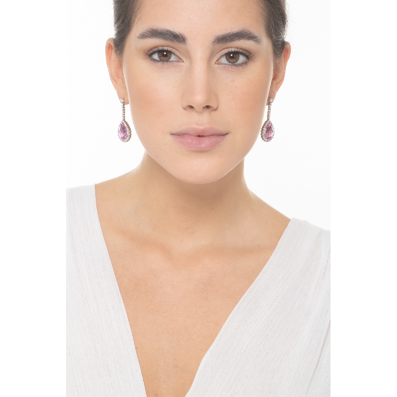 Rosa Saphir Ohrhänger mit Diamanten