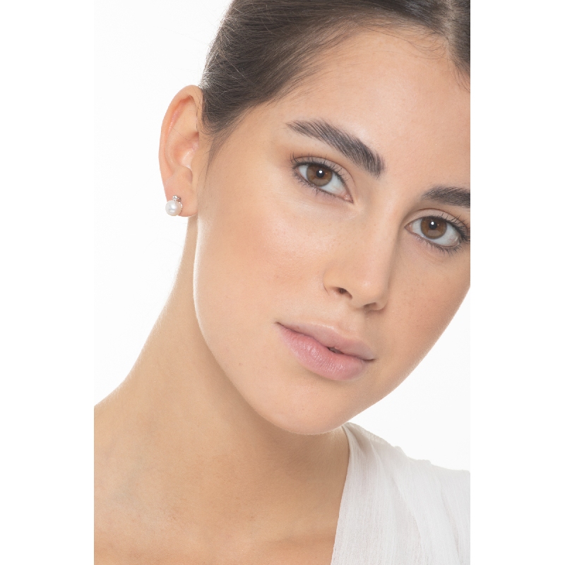 Perlen Ohrringe Weissgold mit Diamanten