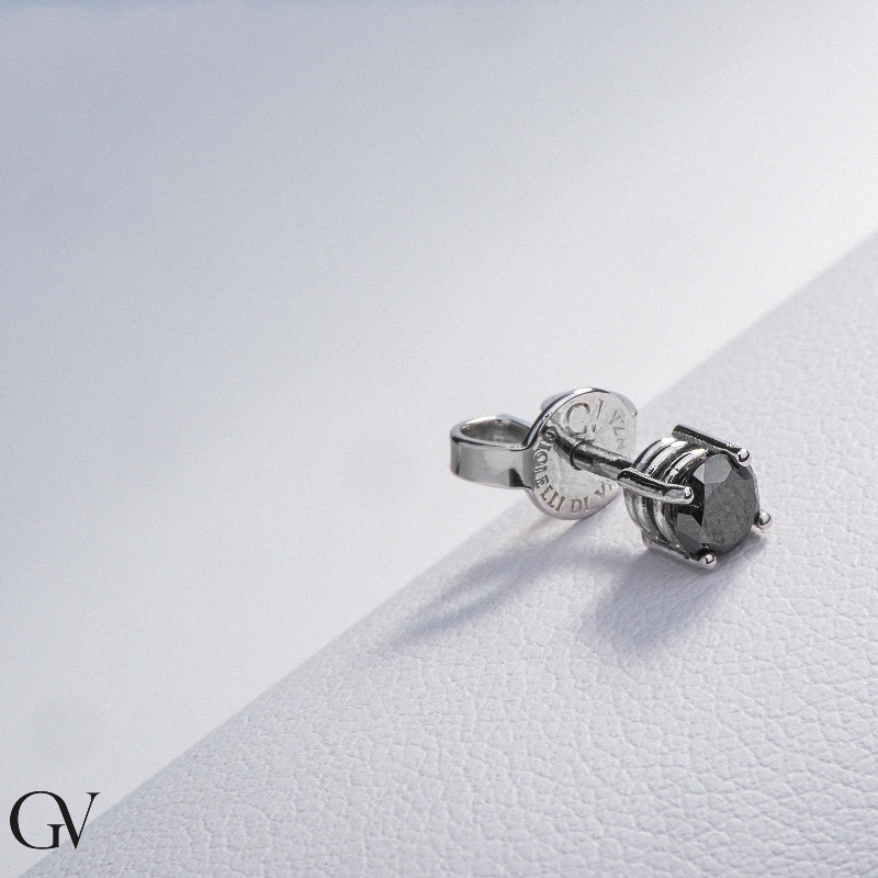 Einzelner Ohrstecker mit schwarzen Diamant Weißgold, 0,40 Karat