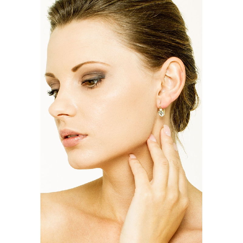 Gelbgold 18K Ohrringe Aquamarin und Diamanten