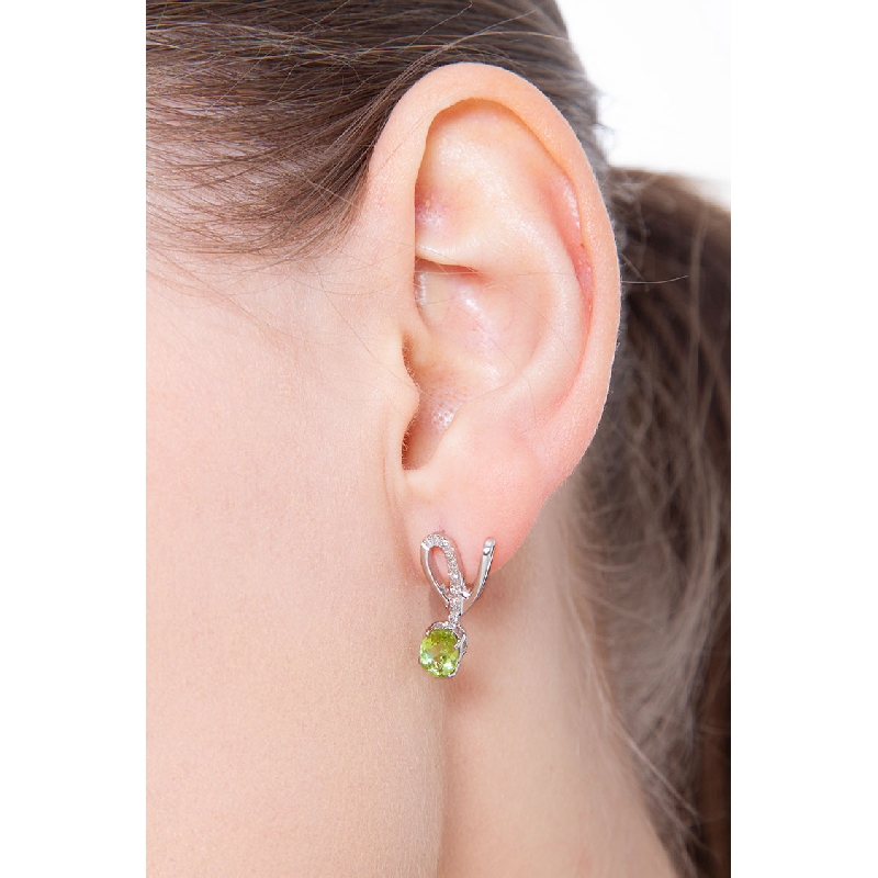 Ohrringe mit Peridot und Diamanten Weißgold 750