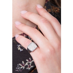 Weißgold Siegelring Damen mit Diamanten 2