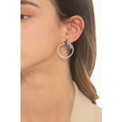 Weißgold-Ohrringe mit blauen Saphiren und Diamanten 2