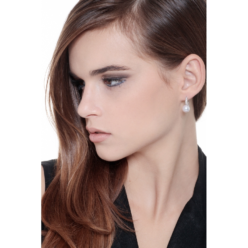 Ohrhänger Brisuren mit Perlen und Diamanten Weißgold