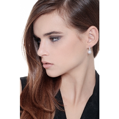 Ohrhänger Brisuren mit Perlen und Diamanten Weißgold