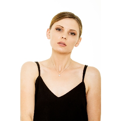 Weißgold 750 Damenkette mit Perle und Diamant