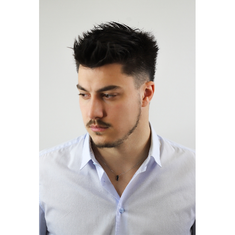 Herrenkette aus Weißgold 18K mit 3 schwarzen Diamanten, 50 cm