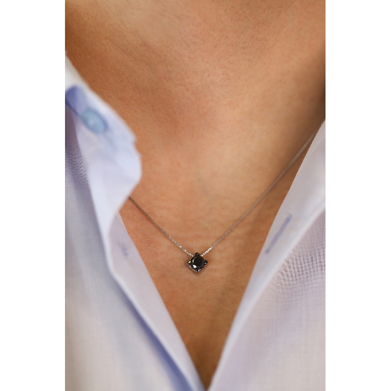 Schwarzer Diamant Kette Herren 750er Weißgold