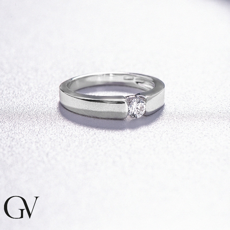 Antragsring Weißgold 0.25 kt Diamant in einer Spannfassung 